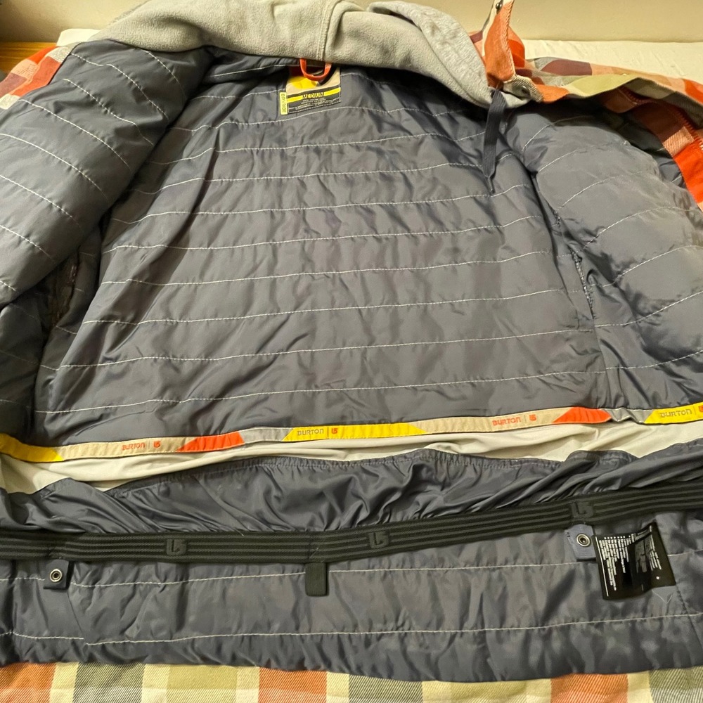 Burton Dryride Mens Medium Snowboard Jacket Hooded Plaid Full Zip Ski Winter - Picture 8 of 12